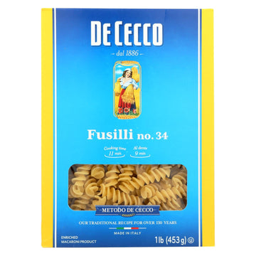 De Cecco Pasta - Pasta - Fusilli - Case Of 12 - 16 Oz - Maras Green