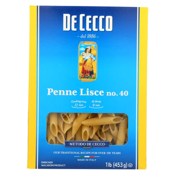 De Cecco Pasta - Pasta - Penne Lisce - Case Of 12 - 16 Oz - Maras Green