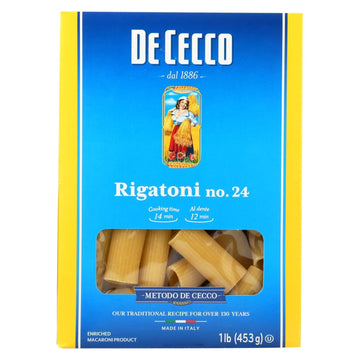 De Cecco Pasta - Pasta - Rigatoni - Case Of 12 - 16 Oz - Maras Green