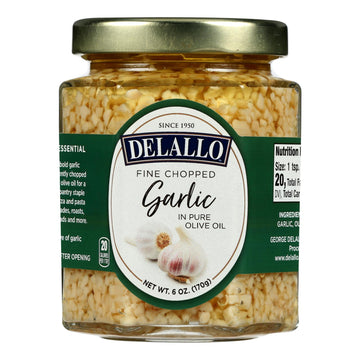 Delallo Fine Chopped Garlic In Pure Olive Oil - Case Of 12 - 6 Oz - Maras Green