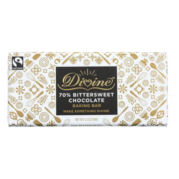Divine Baking Bar - 70 Percent Bittersweet Chocolate - 5.3 Oz Bar - Case Of 12 - Maras Green