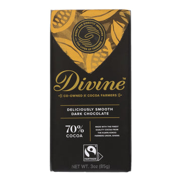 Divine - Bar Chocolate Dark 70% Cocoa - Case Of 12 - 3 Oz - Maras Green