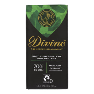 Divine - Bar Chocolate Dark W/mint Crisp - Case Of 12 - 3 Oz - Maras Green