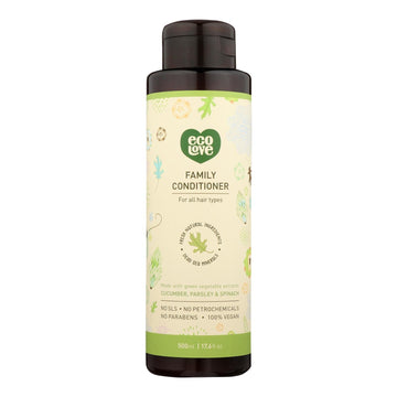 Ecolove Conditioner - Green Vegetables Family Conditioner For All Hair Types - Case Of 1 - 17.6 Fl Oz. - Maras Green