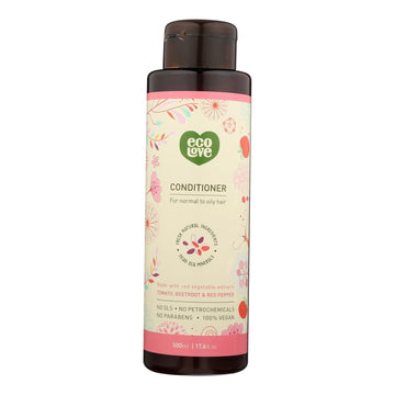 Ecolove Conditioner - Red Vegetables Conditioner For Normal To Oily Hair - Case Of 1 - 17.6 Fl Oz. - Maras Green