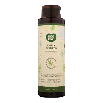 Ecolove Shampoo - Green Vegetables Family Shampoo For All Hair Types - Case Of 1 - 17.6 Fl Oz. - Maras Green