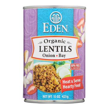 Eden Foods Organic Lentils With Onion And Bay Leaf - Case Of 12 - 15 Oz. - Maras Green