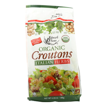 Edward And Sons Organic Croutons - Italian Herbs - Case Of 6 - 5.25 Oz. - Maras Green