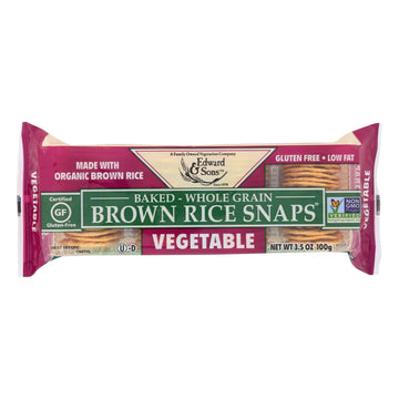 Edward And Sons Organic Vegetable Brown Rice Snaps - Case Of 12 - 3.5 Oz. - Maras Green