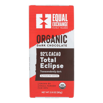 Equal Exchange - Bar Dark Chocolate 92% - Case Of 12 - 2.8 Oz - Maras Green