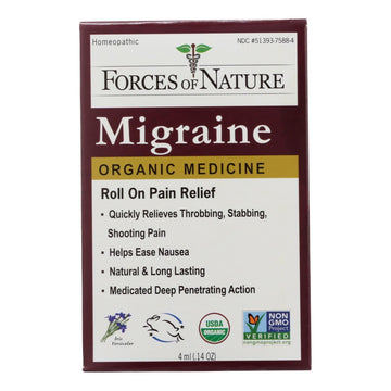 Forces Of Nature Certified Organic Medicine Migraine Rollerball Applicator - 1 Each - 4 Ml - Maras Green