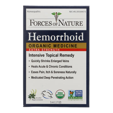 Forces Of Nature Hemorrhoid Control Extra Strength Certified Organic Medicine - 1 Each - 5 Ml - Maras Green