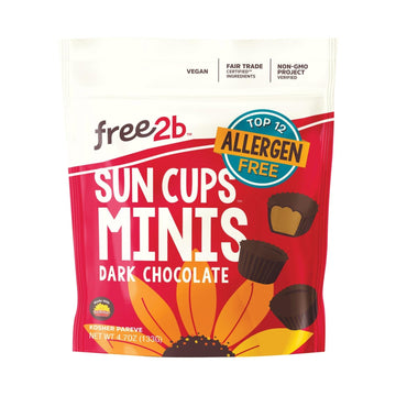 Free 2 B Sun Cups - Mini - Dark Chocolate - Case Of 6 - 4.2 Oz - Maras Green