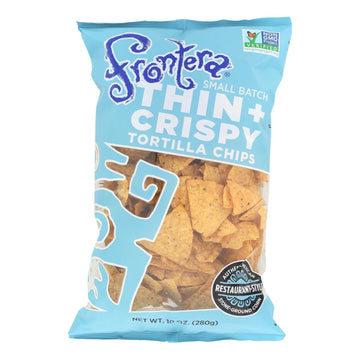 Frontera Foods Thin And Crispy Tortilla Chips - Tortilla Chips - Case Of 12 - 10 Oz. - Maras Green