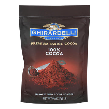 Ghirardelli Baking Cocoa - Premium - 100 Percent Unsweetened - 8 Oz - Case Of 6 - Maras Green