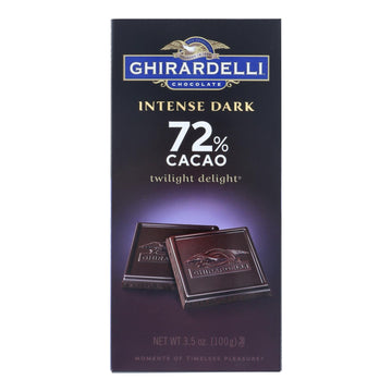 Ghirardelli Intense Dark 72% Cacao Twilight Delight Chocolate Bars - Case Of 12 - 3.5 Oz - Maras Green