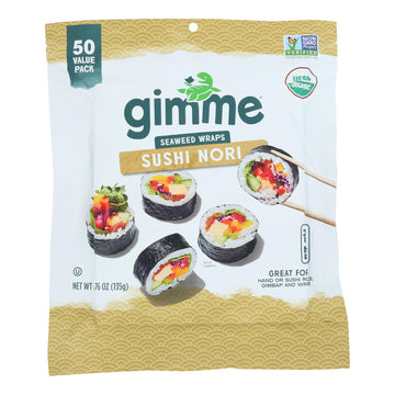 Gimme Seaweed Snacks - Sushi Nori Roasted - Case Of 4 - 4.76 Oz - Maras Green
