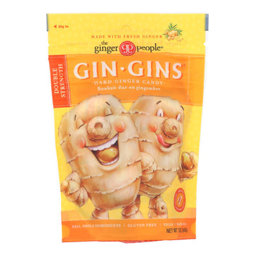 Ginger People - Gin Gins Hard Ginger Candy - Double Strength - Case Of 12 - 3 Oz. - Maras Green