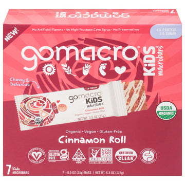 Gomacro - Bar Cinnamon Roll Kid - Case Of 7 - 6.3 Oz - Maras Green