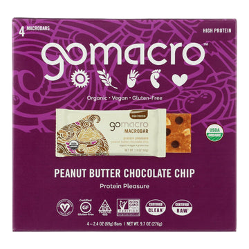 Gomacro - Bar Peanut Butter Cchip - Case Of 7 - 4/2.4 Oz - Maras Green