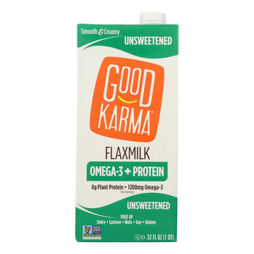 Good Karma Flax Milk - Protein - Vanilla - Case Of 6 - 32 Fl Oz - Maras Green