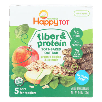 Happy Tot Soft Baked Oat Bar Organic Apples & Spinach - Case Of 6 - 5/.88oz - Maras Green