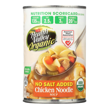 Health Valley Organic Soup - Chicken Noodle No Salt Added - Case Of 12 - 14.5 Oz. - Maras Green