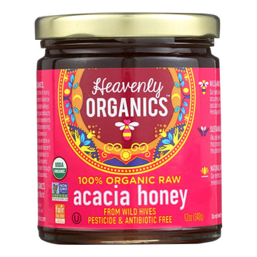 Heavenly Organics Organic Honey - Acacia Honey - Case Of 6 - 12 Oz. - Maras Green