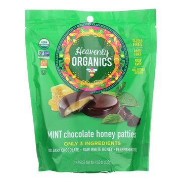 Heavenly Organics Organic Honey Patties - Mint Chocolate - Case Of 6 - 4.66 Oz. - Maras Green