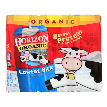 Horizon Organic Dairy Organic Low Fat 1 % Milk - Aseptic - Case Of 3 - 6/8 Fl Oz - Maras Green
