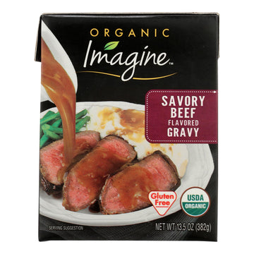 Imagine Foods Organic Gravy - Savory Beef - Case Of 12 - 13.5 Fl Oz - Maras Green