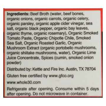 Kettle And Fire - Bone Broth Chipotle Beef - Case Of 6 - 16.9 Oz - Maras Green