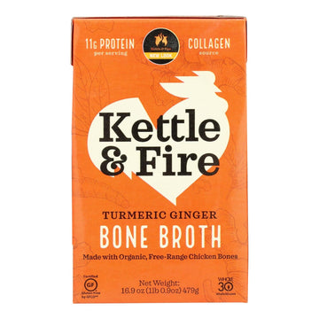 Kettle And Fire - Bone Broth Trmc Ginger Chicken - Case Of 6 - 16.9 Oz - Maras Green