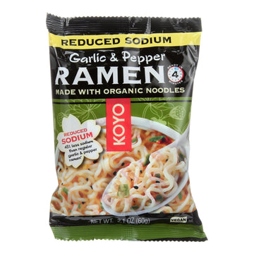Koyo Garlic Pepper Reduced Sodium Ramen - Case Of 12 - 2.1 Oz - Maras Green