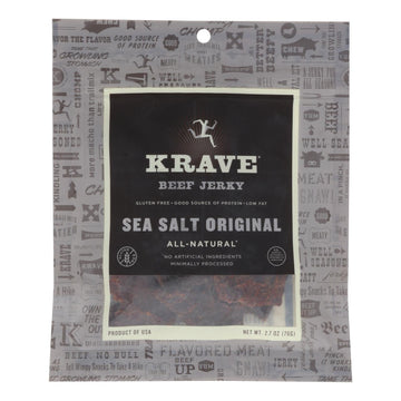 Krave Beef Jerky - Sea Salt Original - Case Of 8 - 2.7 Oz - Maras Green