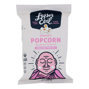 Lesser Evil Organic Air Popped Popcorn - Himalayan Pink - Case Of 12 - 8/.46 Oz - Maras Green