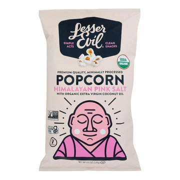 Lesser Evil - Popcorn Himlyn Pink Salt - Case Of 12 - 4.6 Oz - Maras Green