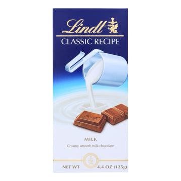 Lindt Chocolate Bar - Milk Chocolate - 31 Percent Cocoa - Classic Recipe - 4.4 Oz Bars - Case Of 12 - Maras Green