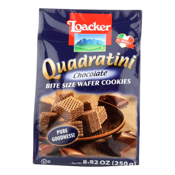 Loacker Quadratini Bite Size Chocolate Wafer Cookies - Case Of 6 - 8.82 Oz - Maras Green
