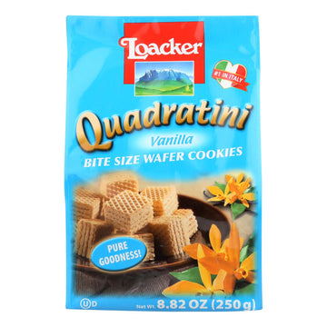 Loacker Quadratini Vanilla Wafer Cookies - Case Of 6 - 8.82 Oz - Maras Green