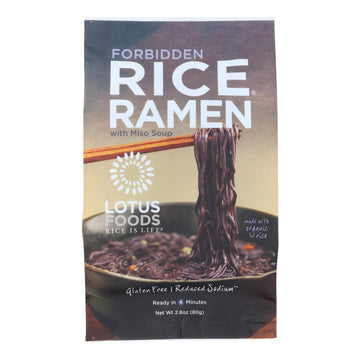 Lotus Foods Ramen - Organic - Forbidden Rice - With Miso Soup - 2.8 Oz - Case Of 10 - Maras Green