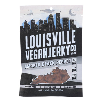 Louisville Vegan Jerky Jerky - Vegan - Black Pepper - Case Of 10 - 3 Oz - Maras Green