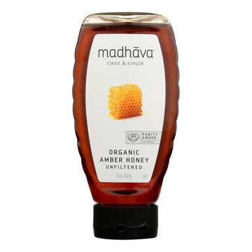 Madhava Honey - Honey Lt Amber Squz - Case Of 6 - 16 Oz - Maras Green