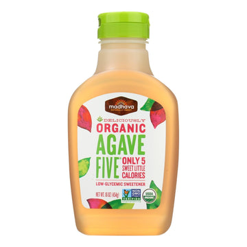 Madhava Honey Organic Agave Five Nectar - Case Of 6 - 16 Oz. - Maras Green