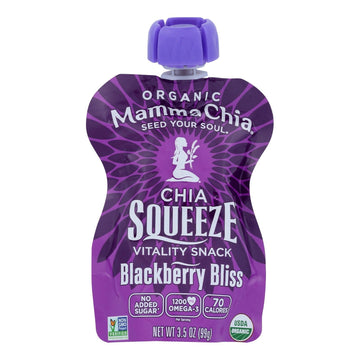 Mamma Chia Squeeze Vitality Snack - Blackberry Bliss - Case Of 16 - 3.5 Oz. - Maras Green