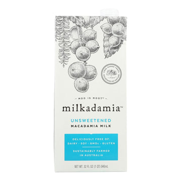 Milkadamia Milk - Unsweetened - Case Of 6 - 32 Fl Oz. - Maras Green