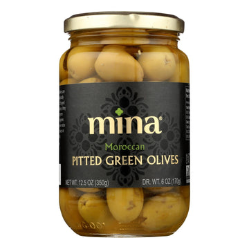 Mina - Olives Green Pitted - Case Of 6 - 12.5 Oz - Maras Green