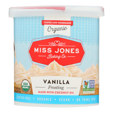 Miss Jones Baking Organic Frosting - Vanilla Buttercream - Case Of 6 - 320 Gram - Maras Green