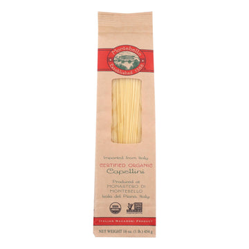 Montebello Organic Pasta - Capellini - Case Of 12 - 1 Lb. - Maras Green