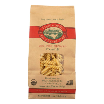 Montebello Organic Pasta - Fusilli - Case Of 12 - 1 Lb. - Maras Green